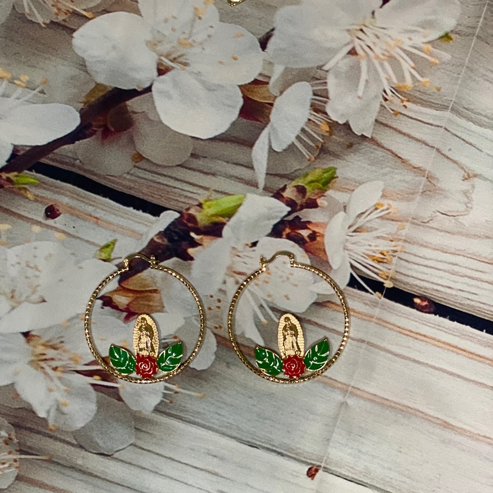 Virgen de Guadalupe Hoop Earrings